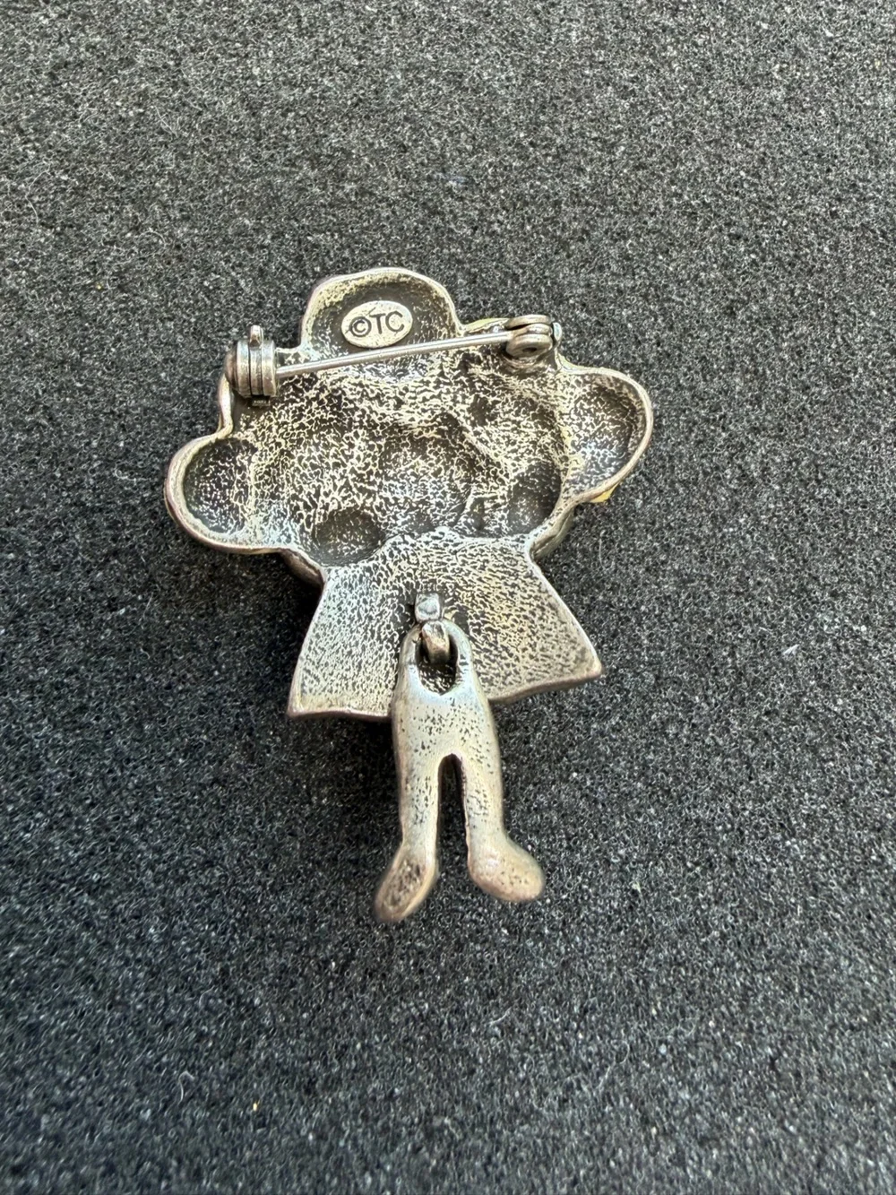 Vintage Tonya Creations Favorite Teacher Dangle Legs Angel Pewter Brooch Pin